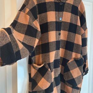 Shacket with a cozy large checkered pattern